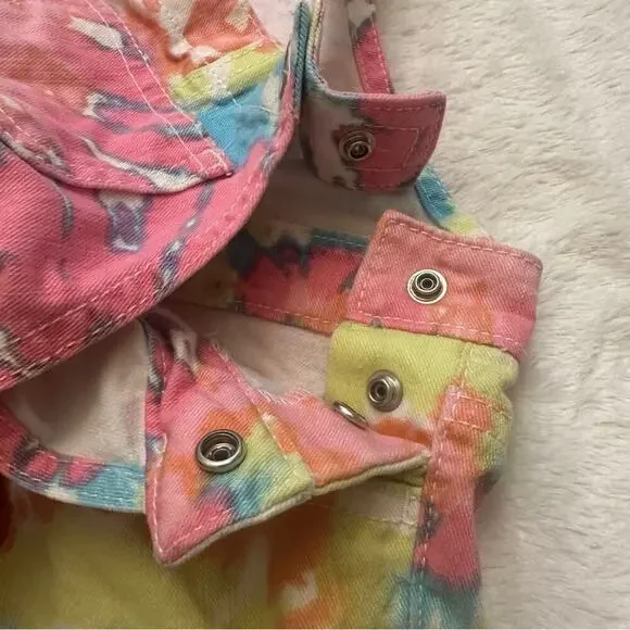 Children’s Place Tie Dye overalls sz 4 Girl's Coverall Pink Tie Dye Shorts - Picture 4 of 7